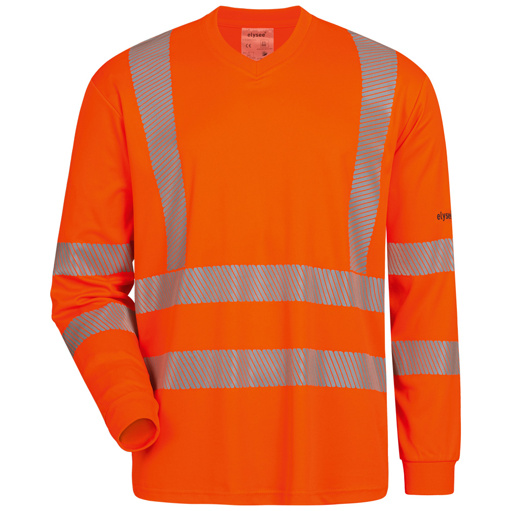 Leuchtorange Langarm-Poloshirt Arbeitskleidung UV 50 Warnschutz 